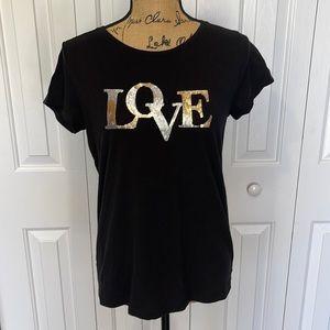 Esqualo Black “Love” Short Sleeve Tee Shirt